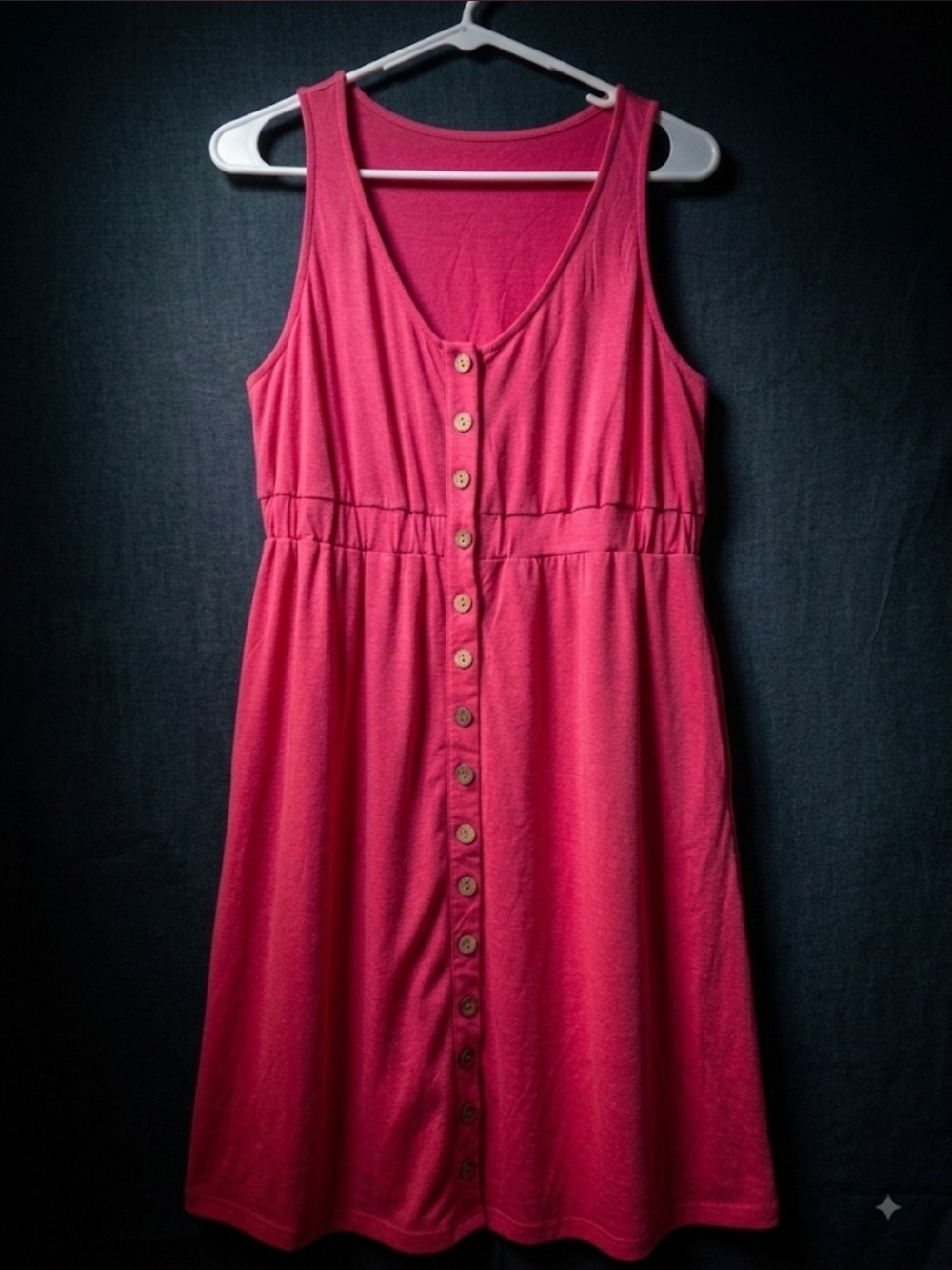Sleeveless Button-Front Pink Summer Dress